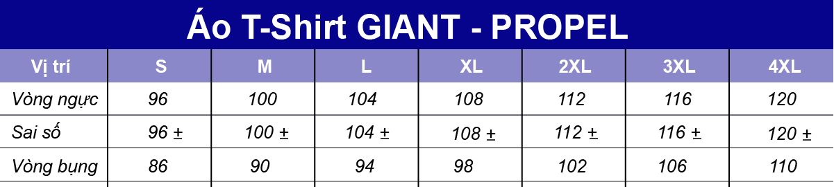 Kích thước size áo